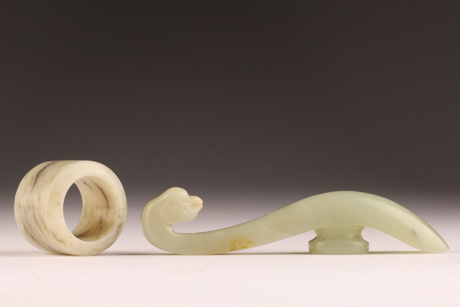 Lot Antique Chinese Carved Jades Ring and Buckle (1 of 11)