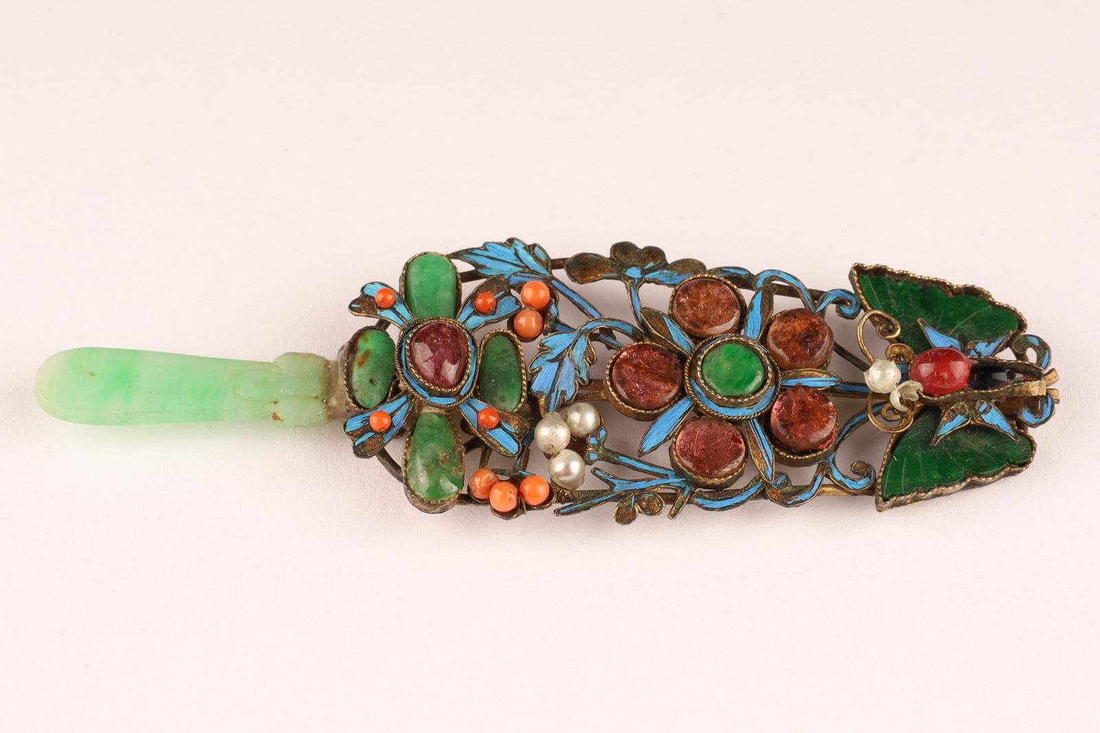 Antique Chinese Jade Kingfisher Feather Pin (1 of 7)