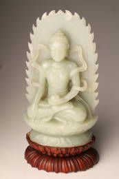 Rare Antique Chinese Jade Buddha 18th Century