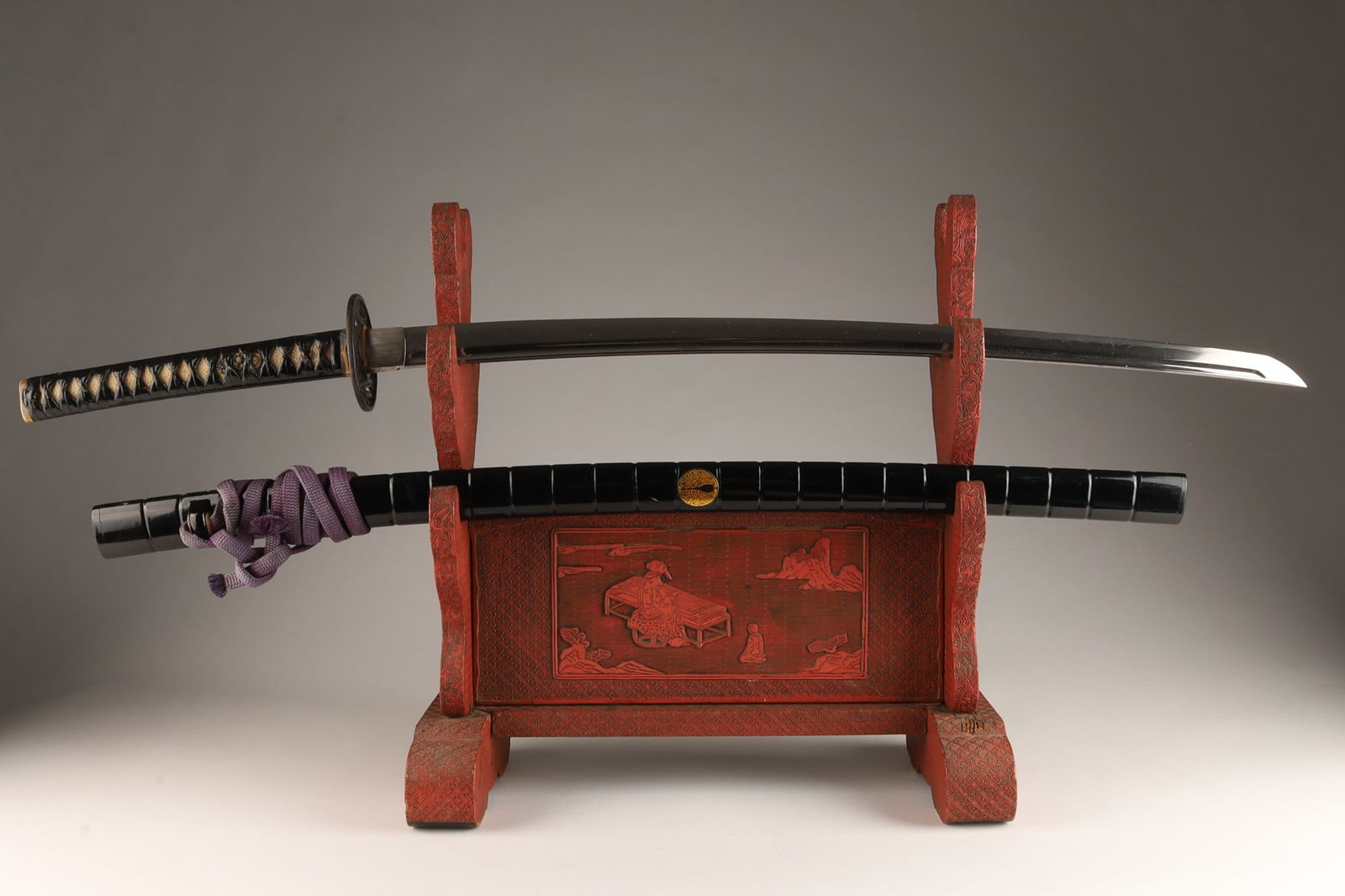 Japanese Edo period Masahide Long Katana Signed: Long katana signed by Suishinshi Masahide. Born in 1750, he is known to be one of the three most skilled swordsmith of the Edo period. This sword is a great example of his work. Fuchi and kashira are