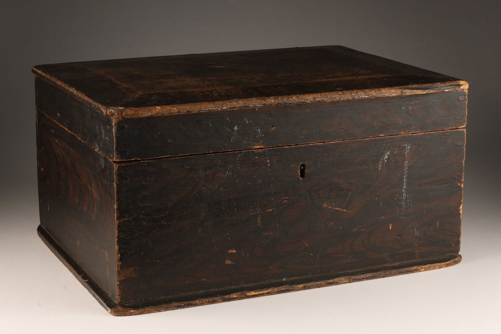 Antique Small Pine Dome Painted Box (1 of 5)