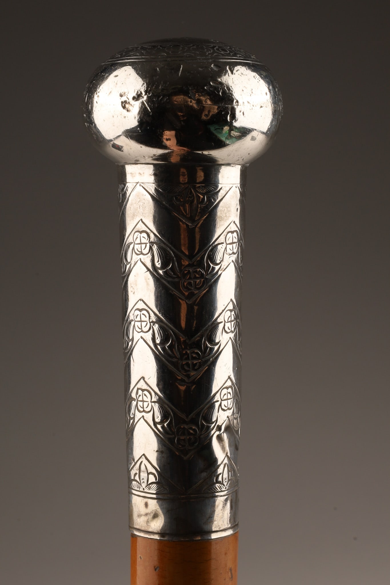 Antique Middle Eastern Silver Walking Stick Cane (1 of 6)