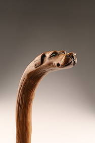 Folk Art Carved Dog Head Cane Walking Stick (1 of 5)