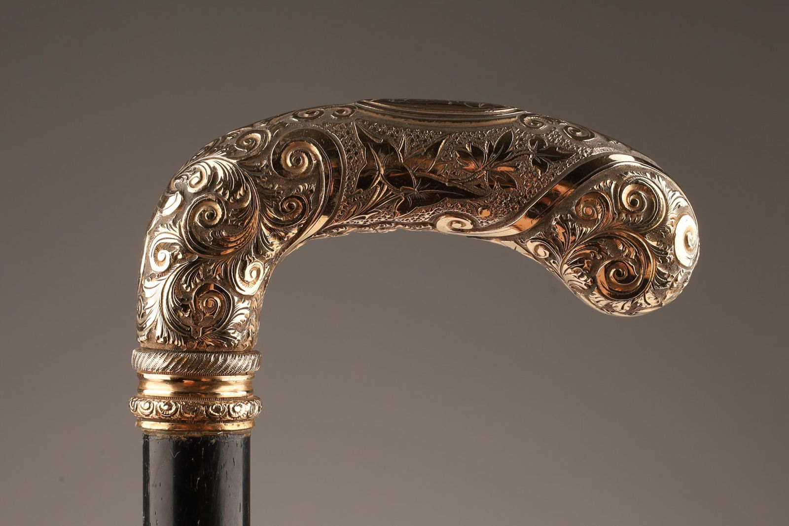 Antique Victorian Gold Filled Ebonized Cane Stick (1 of 4)