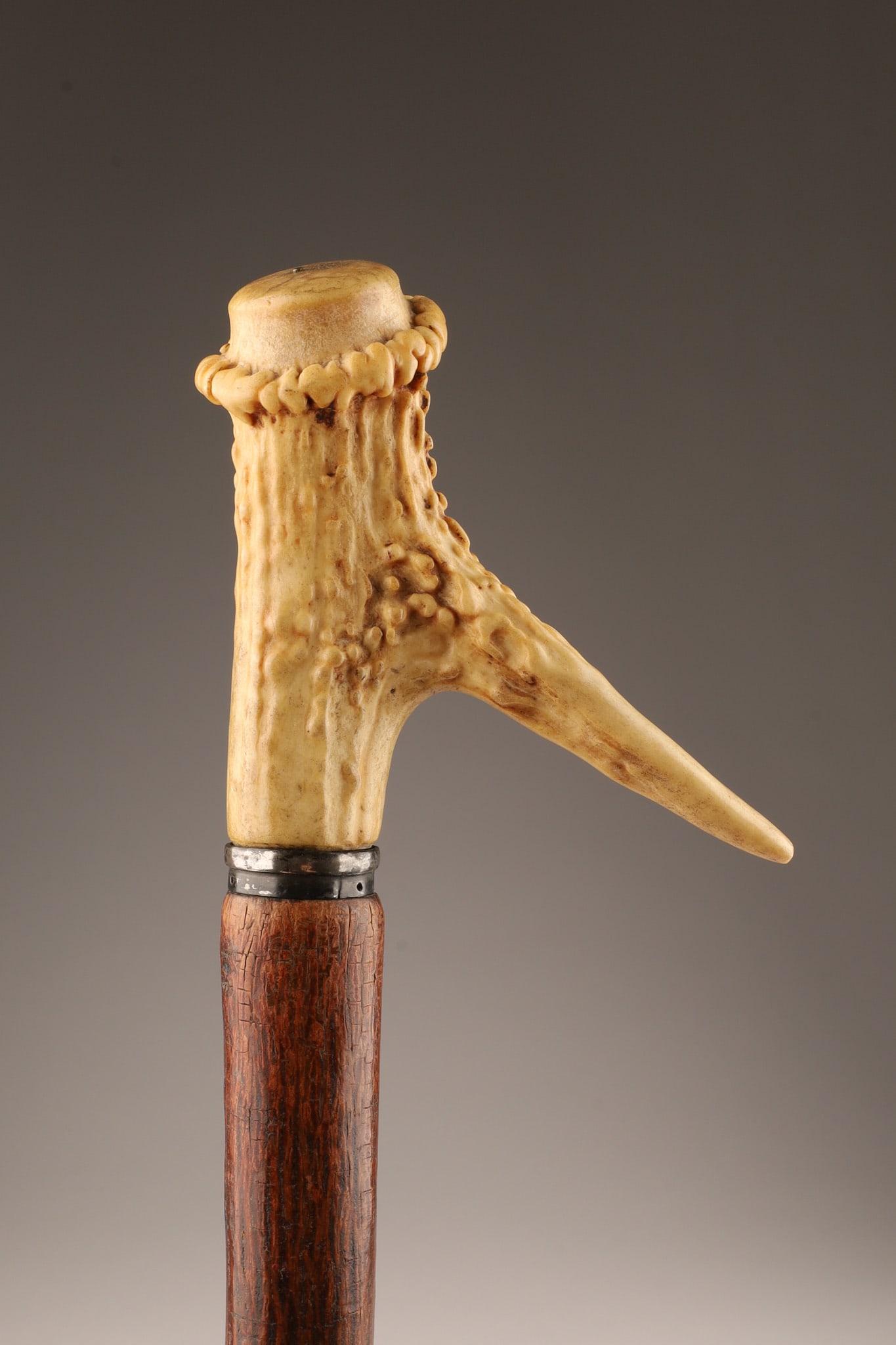Antique Carved Stag Horn Antler Walking Stick Cane (1 of 5)