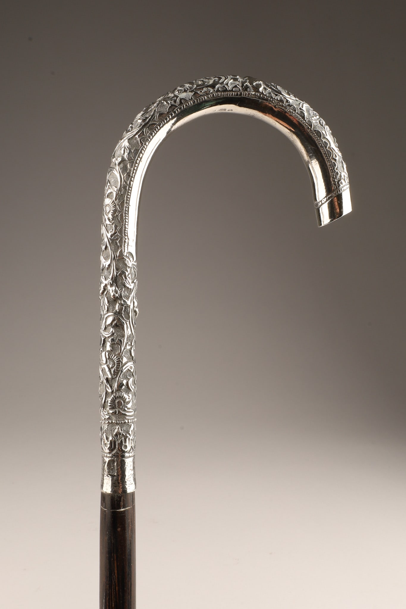 Antique Sterling Floral Repousse Cane Stick (1 of 5)