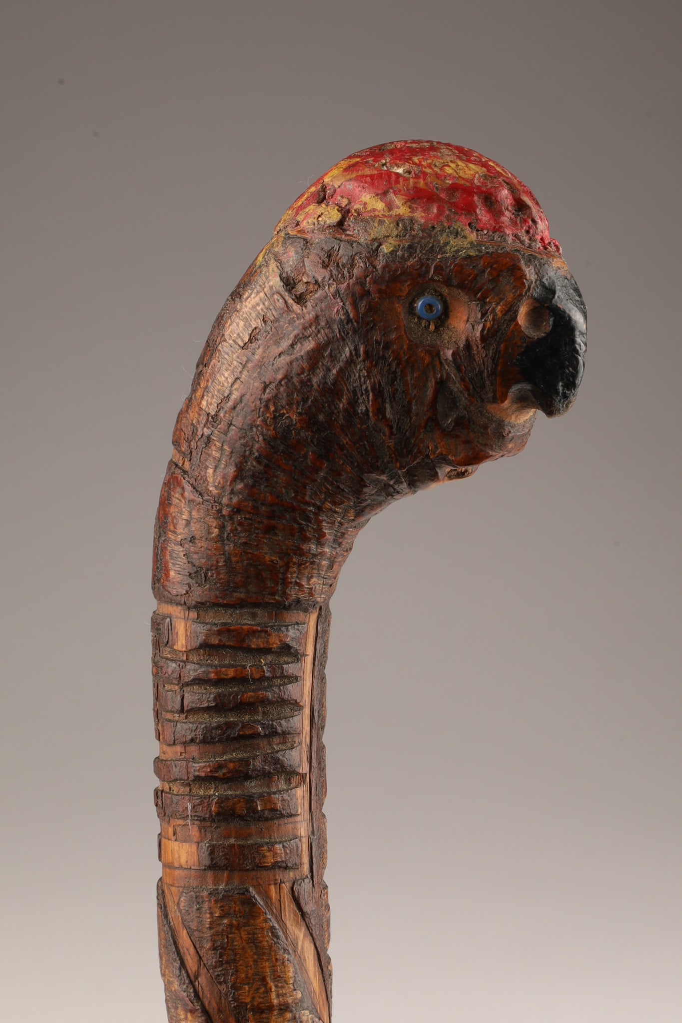 Antique Folk Art Carved Bark Figural Stick Cane (1 of 5)