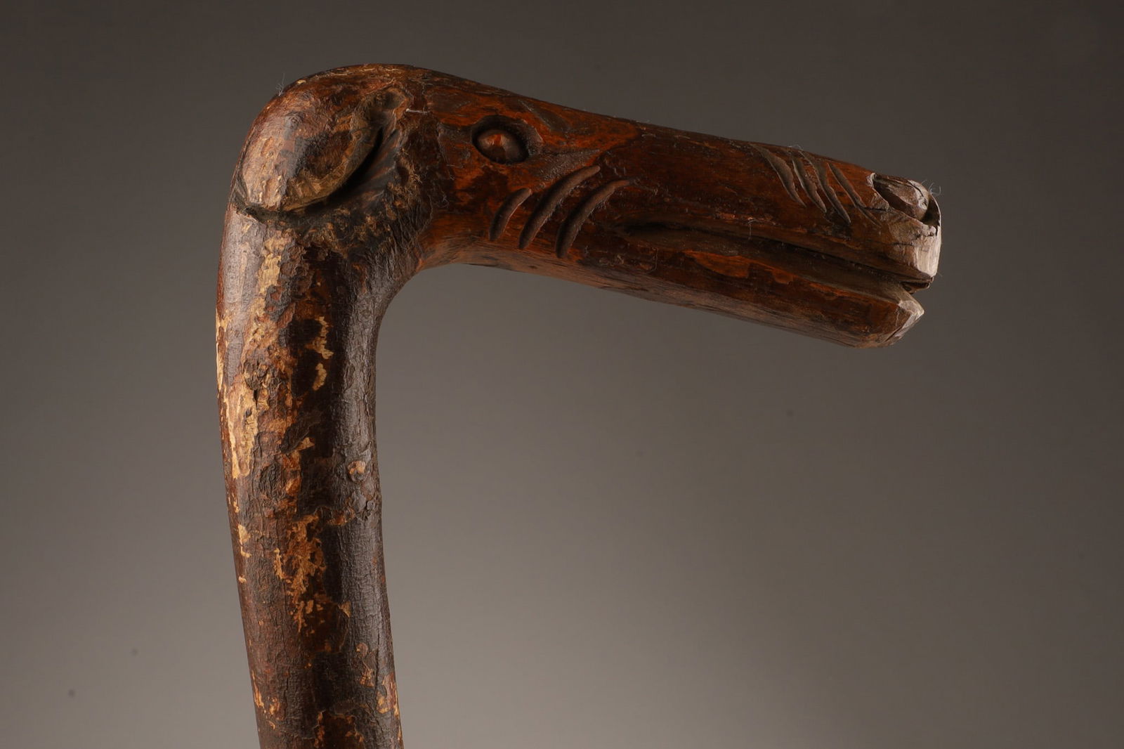 Folk Art Carved Dog's Head Walking Stick Cane (1 of 6)