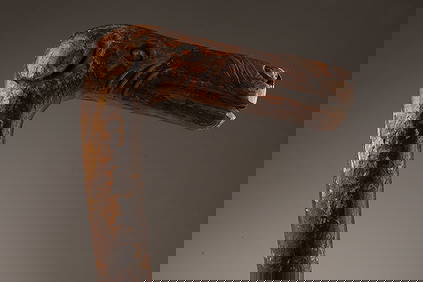 Folk Art Carved Dog's Head Walking Stick Cane (1 of 6)