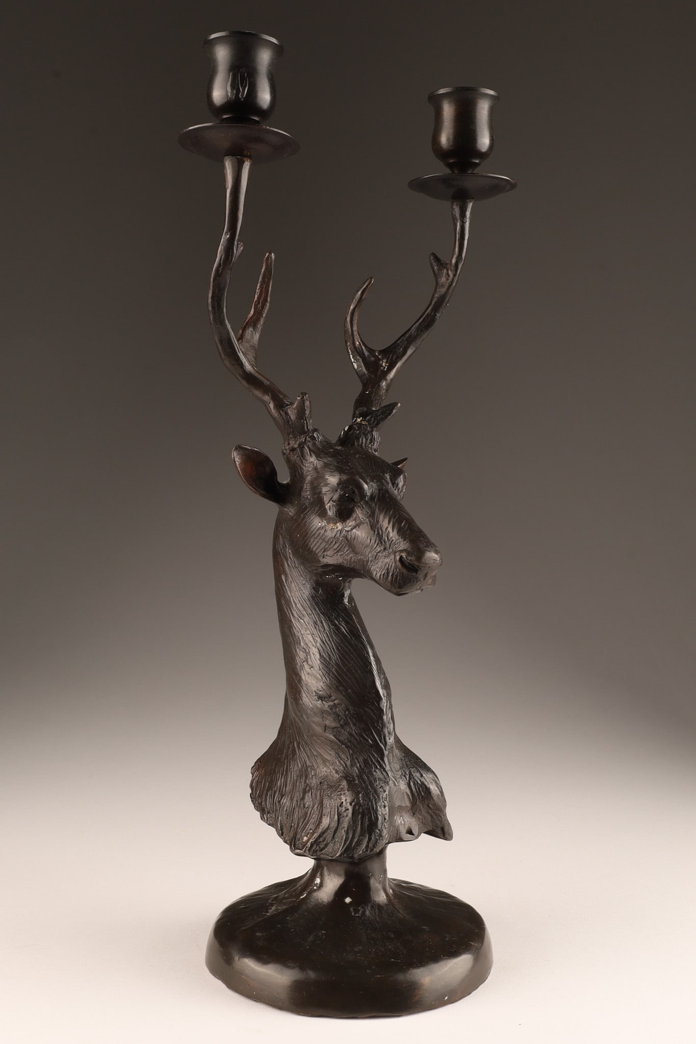 Bronze Stag Deer Head Antler Candelabra (1 of 7)