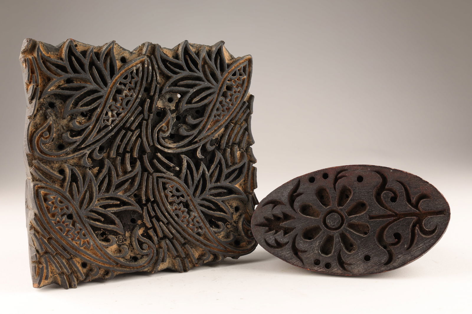 Lot of 2 Indian Wooden Textile Block Stamps (1 of 5)