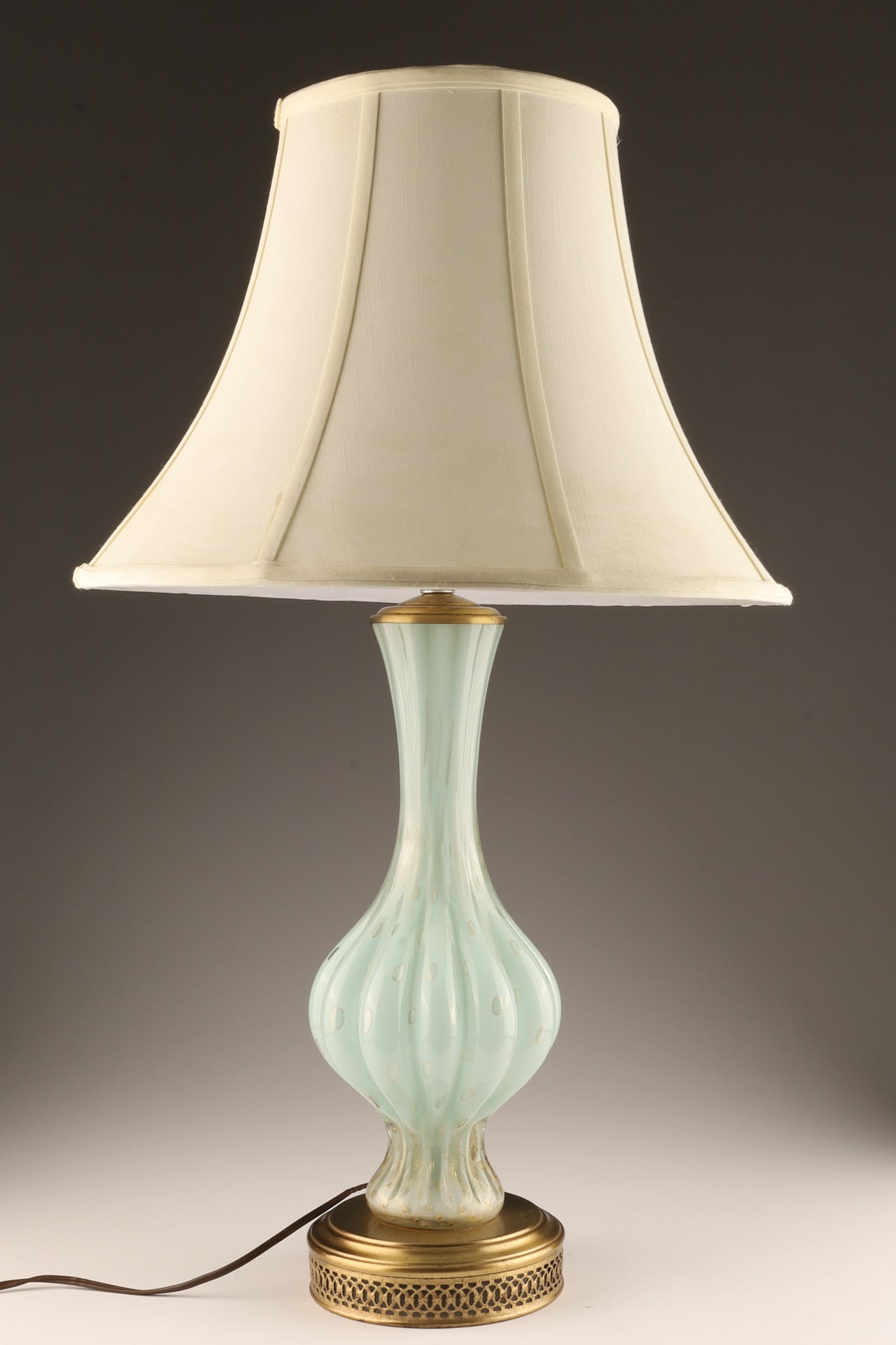 Murano Blown Glass Seafoam Gold Fleck Lamp (1 of 5)