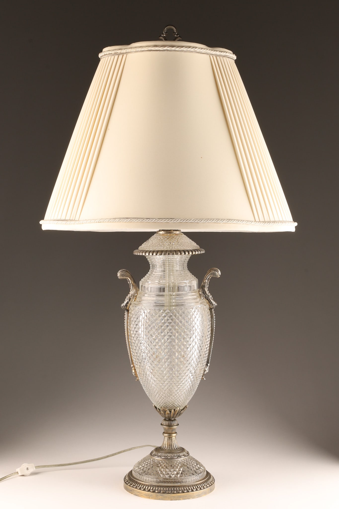 French Antique Silver Plated Mounted Cut Crystal Lamp (1 of 6)