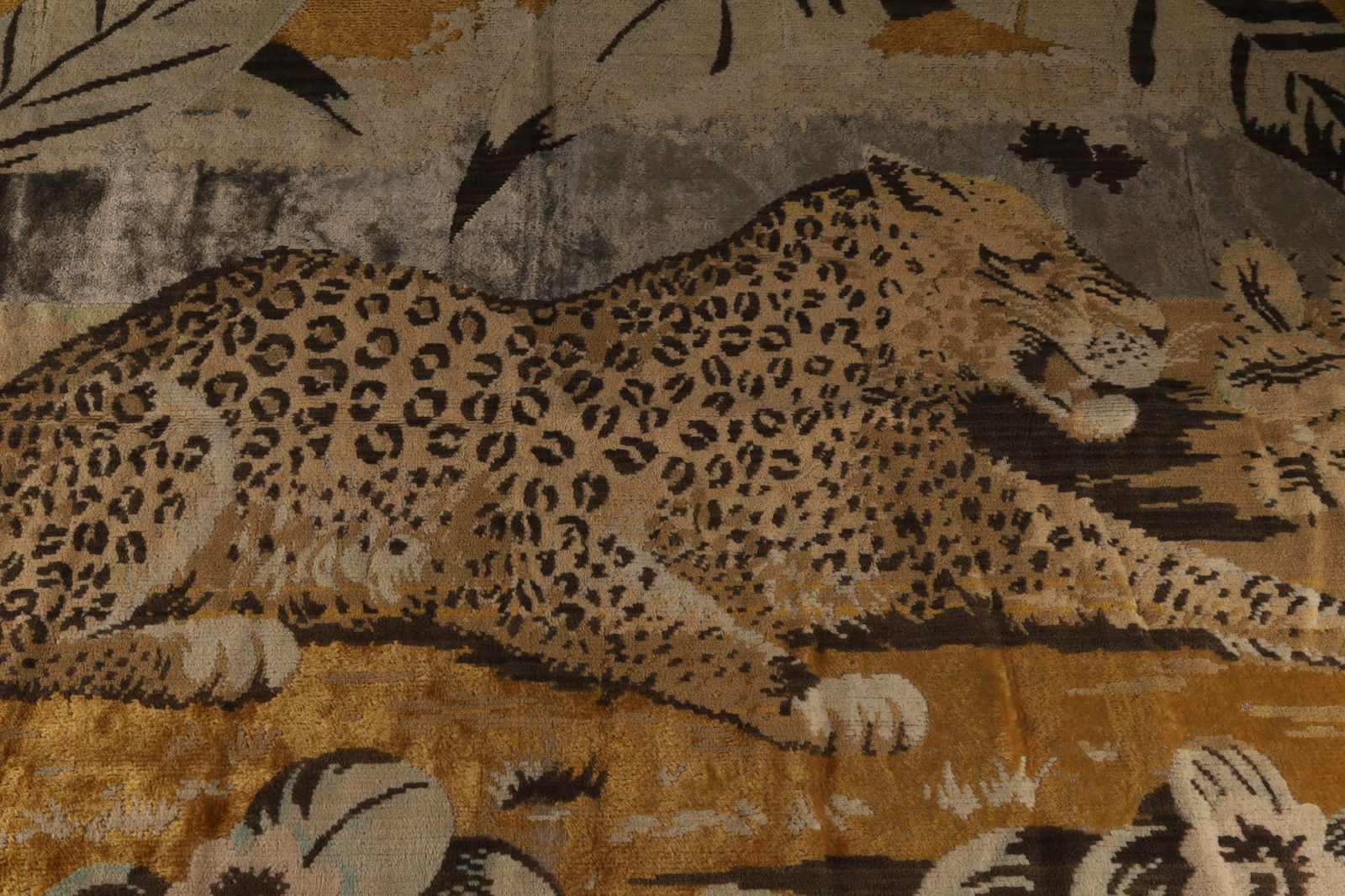 Hollywood Regency Velvet Leopard Tapestry Rug (1 of 6)