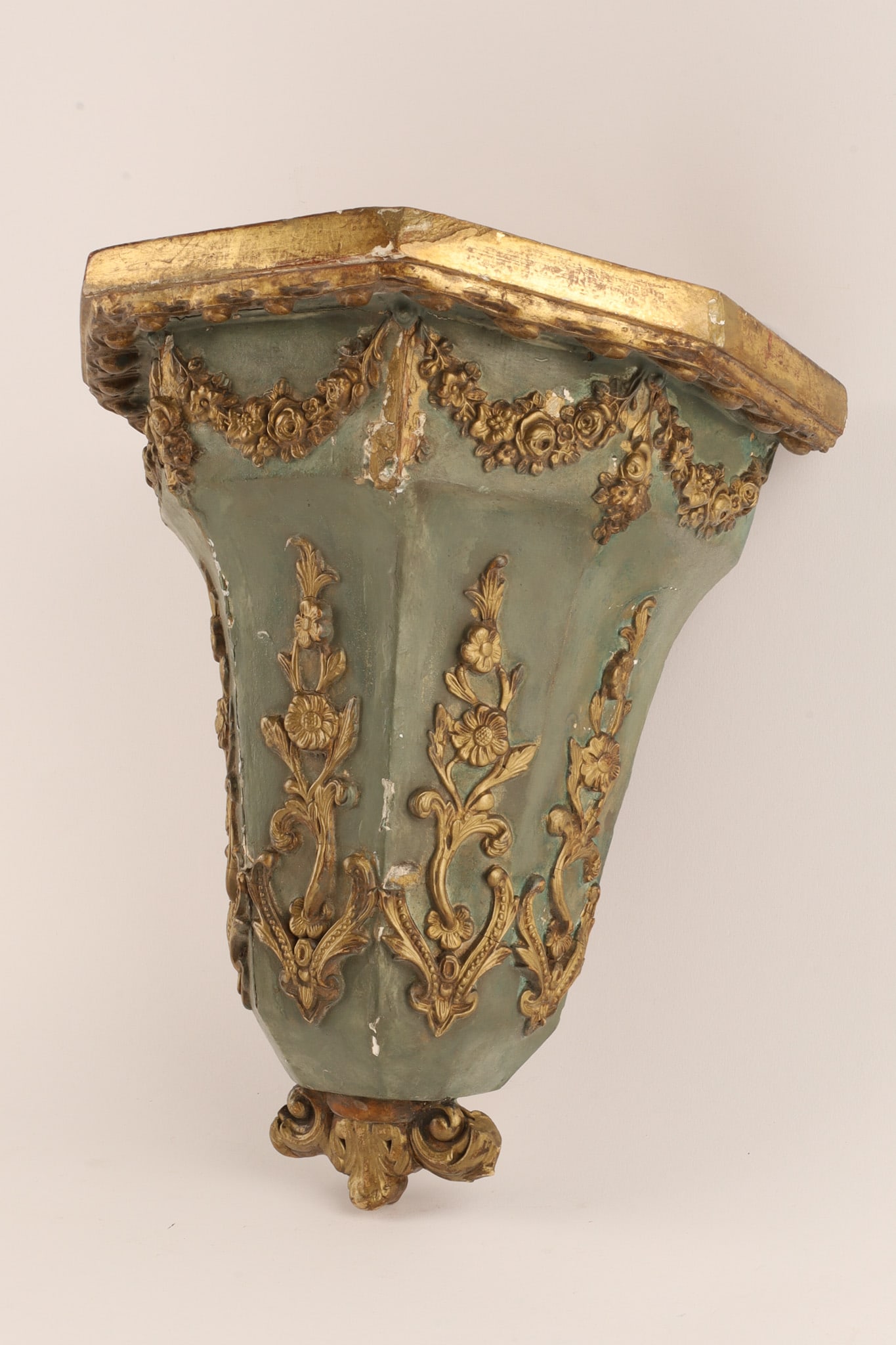 Antique French Painted Gilt Bracket Wall Shelf (1 of 5)