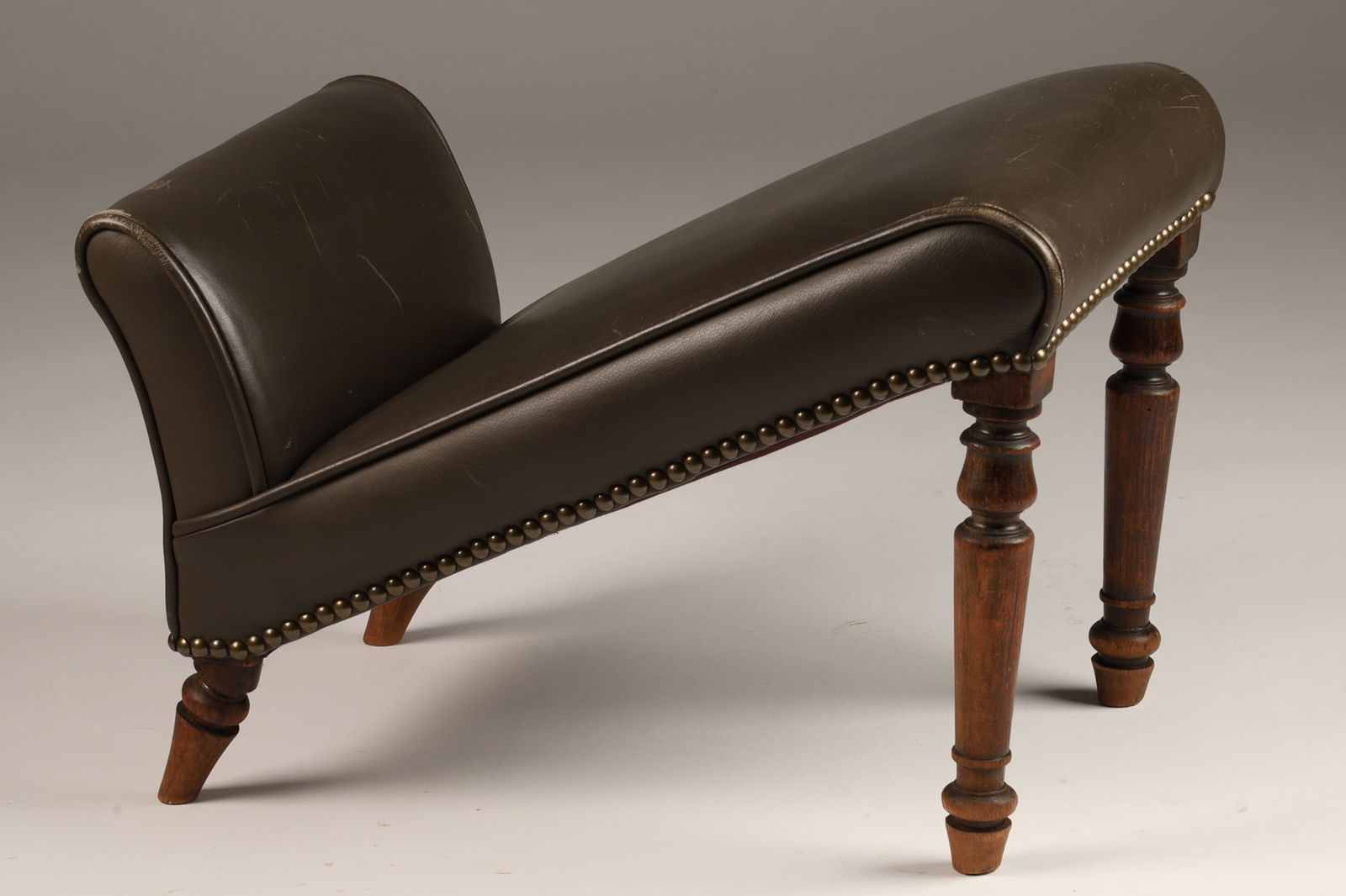 Regency English Mahogany Leather Gout Stool (1 of 5)