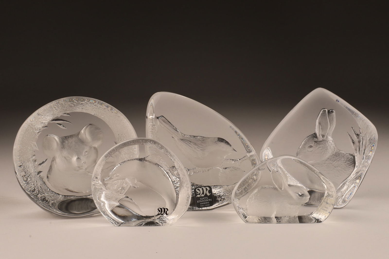 Mats Jonasson Art Glass Animal Paperweights Signed (1 of 5)