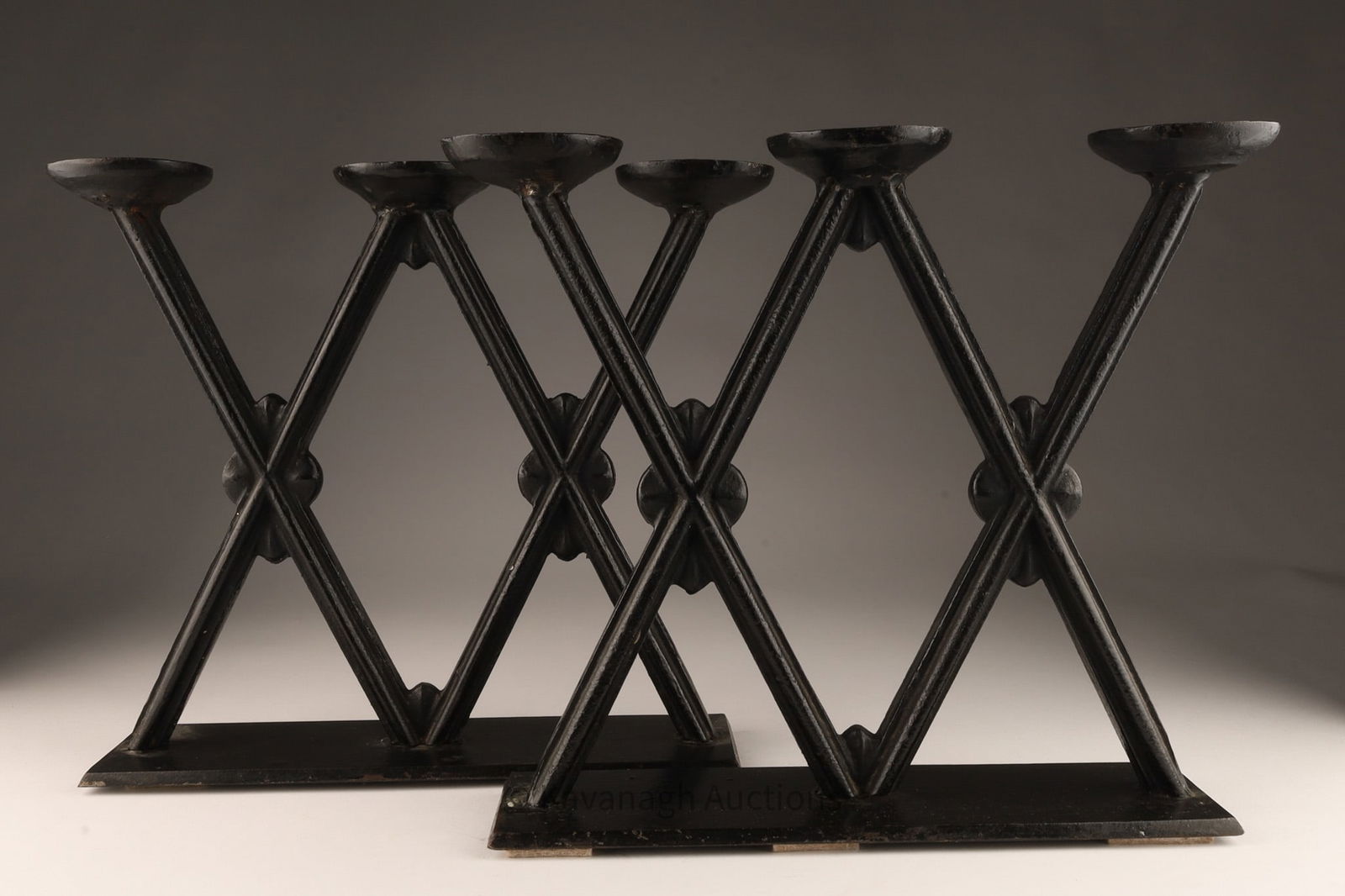 Pair Large Modernist Iron 3 Light Candelabras (1 of 4)