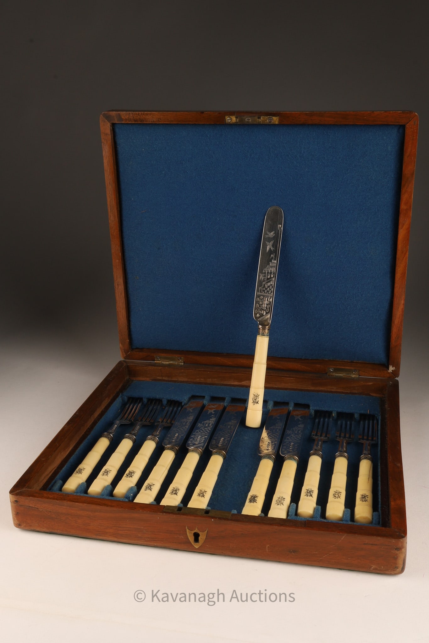 Antique English Chinoiserie Silver Dessert Service (1 of 8)