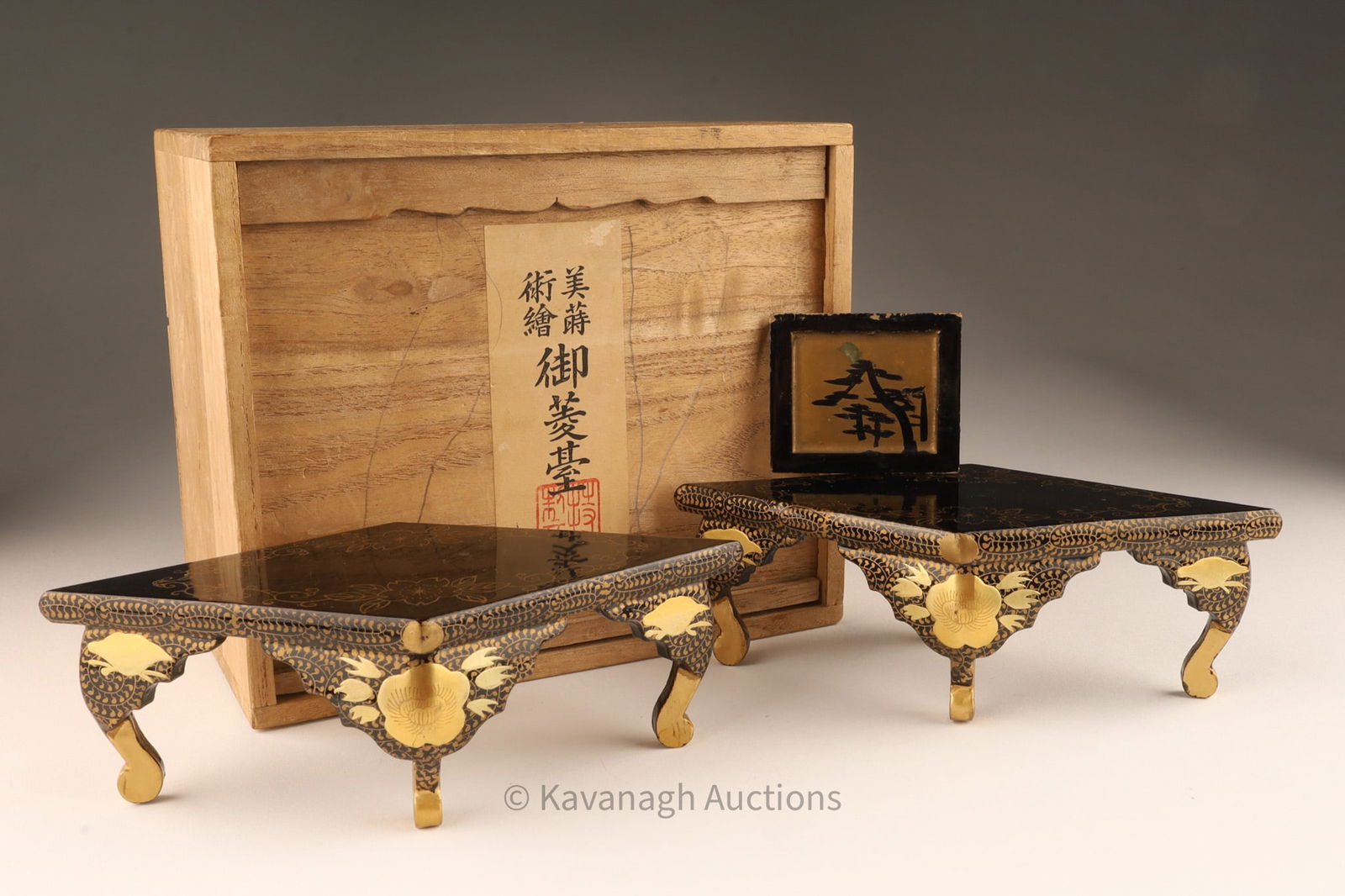 Japanese Gilded Black Lacquer Hina Doll Stands (1 of 6)
