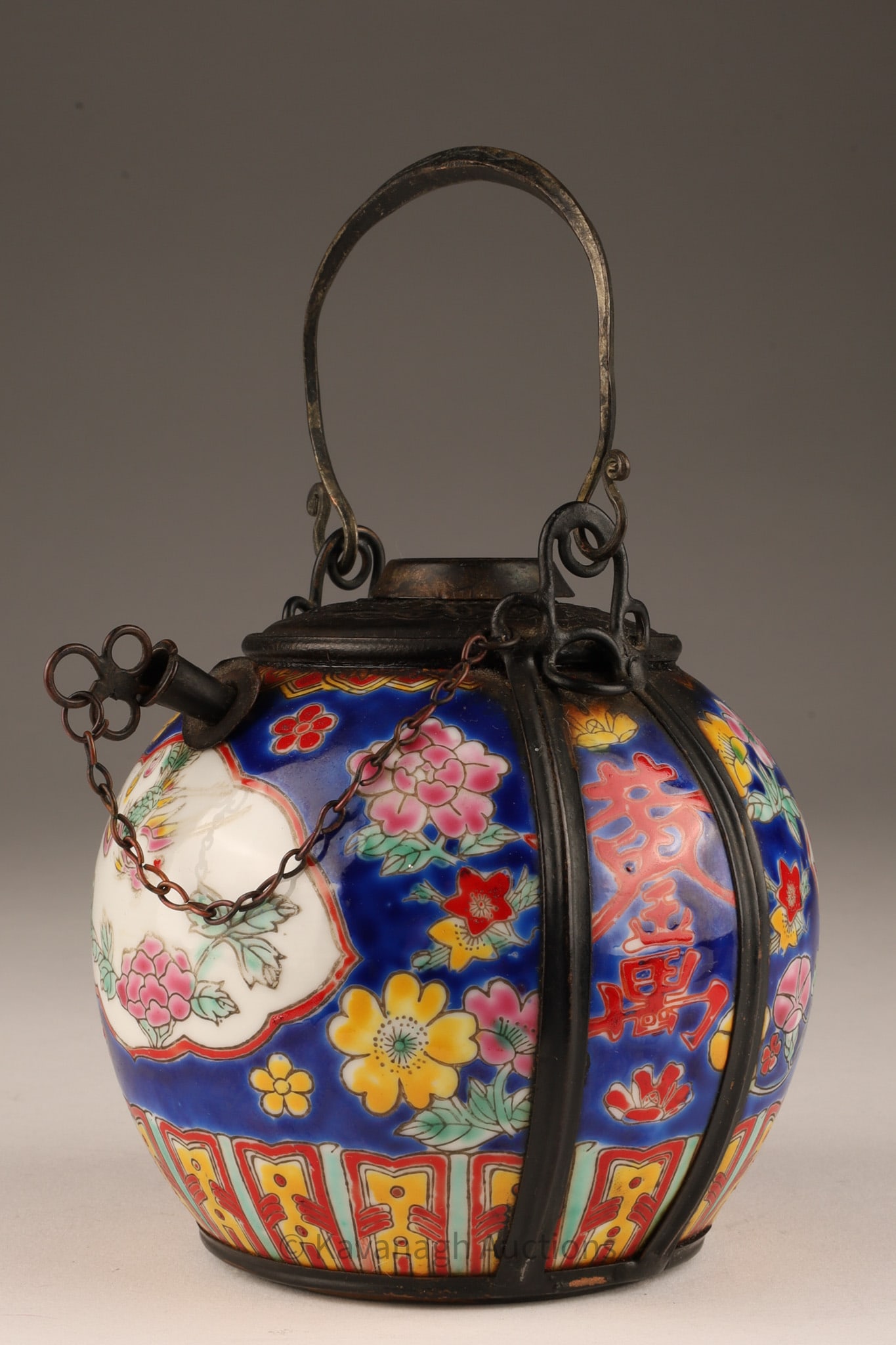 Chinese Glazed Porcelain Opium / Water Pipe: Chinese Glazed Porcelain Opium / Water Pipe. 7 inches H including handle x 4.5 W.