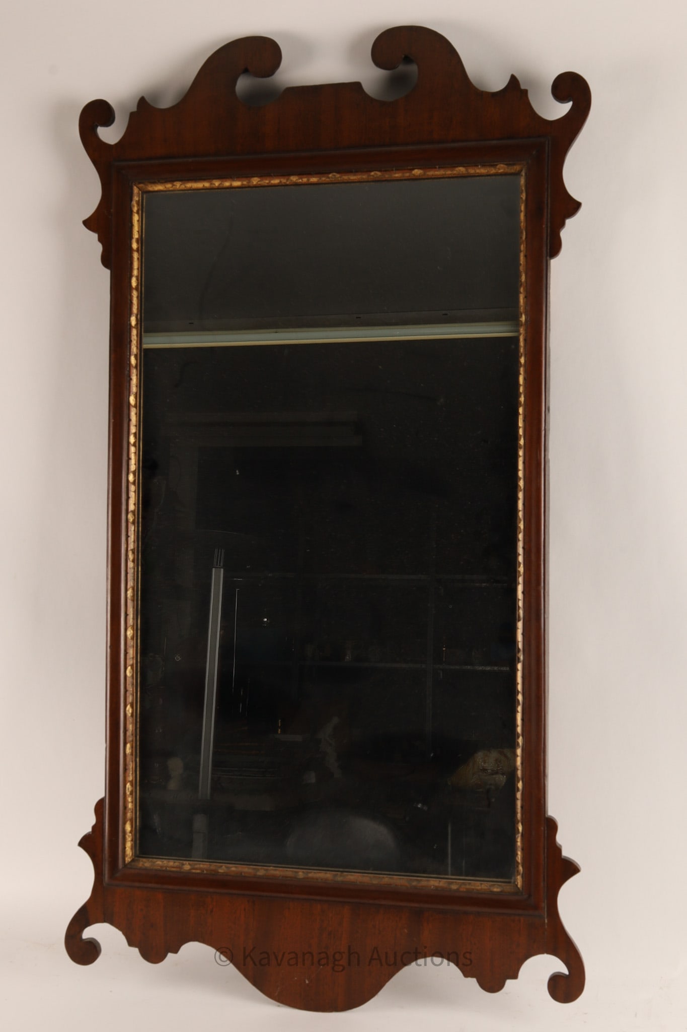 Antique Georgian Mahogany Parcel Gilt Fret Mirror (1 of 5)