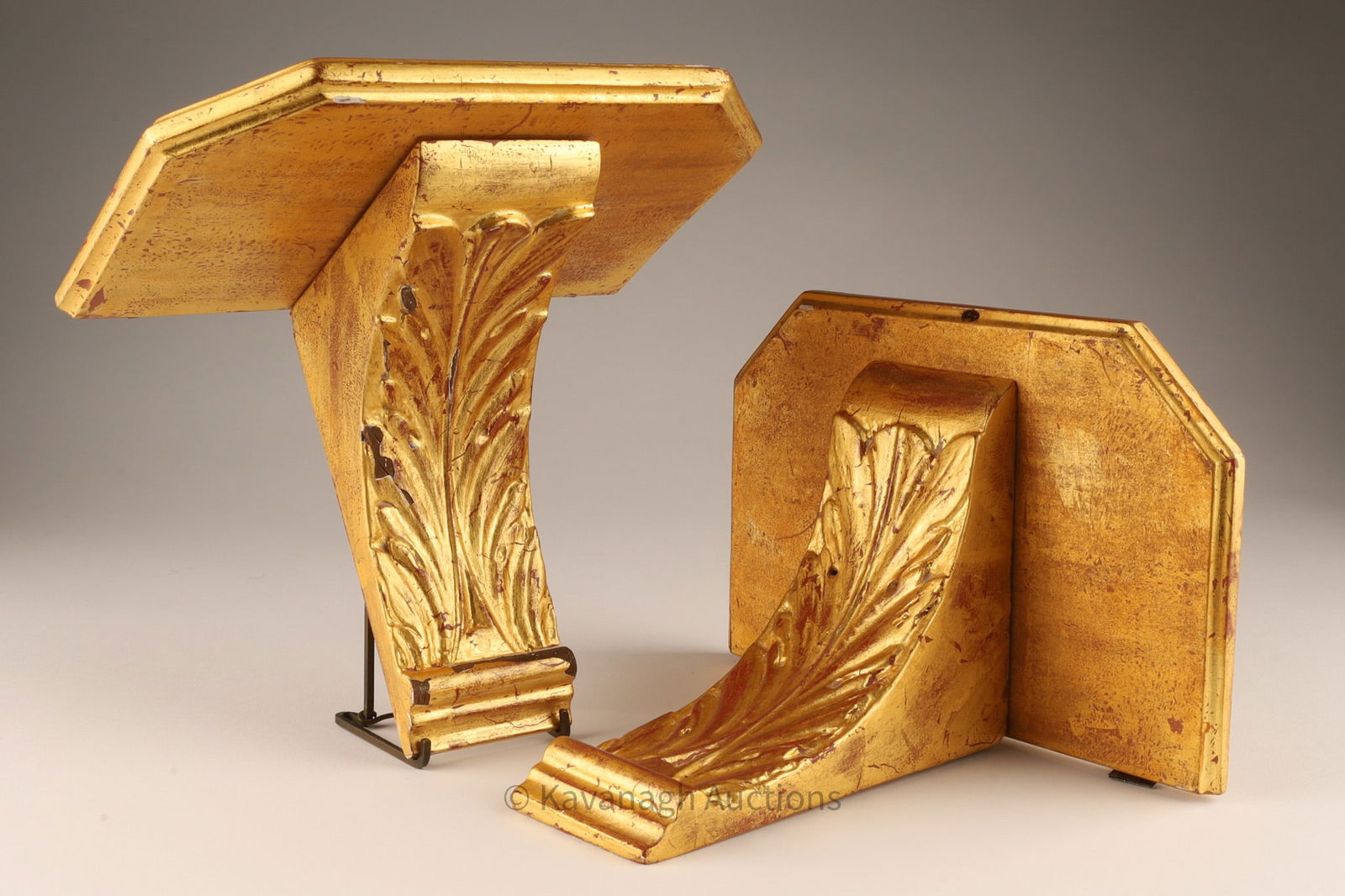 Pair Antique French Salvage Gilt Corbels Shelves (1 of 6)