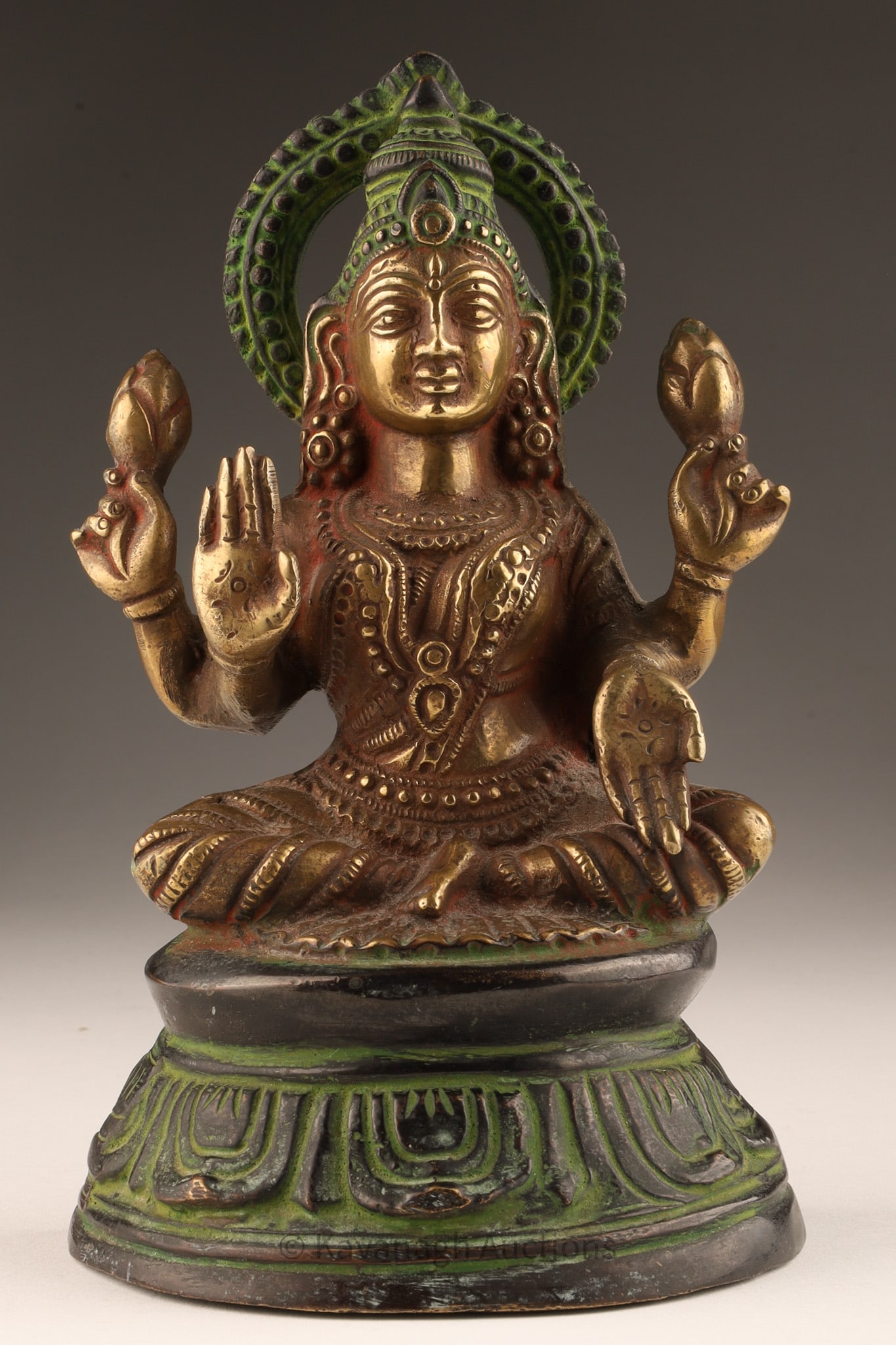 Indian Bronze Goddess Figure Seated Lakshmi (1 of 6)