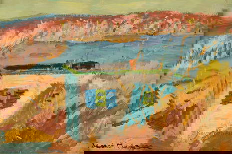 Henri Masson Oil on Board, Coastal Landscape: Henri Leopold Masson (Belgium-Canada,1907-1996) Oil on Board, Coastal Landscape. Signed lower left corner. Board measures 10 inches H x 12 W, frame measures 18.5 x 20.5 inches.