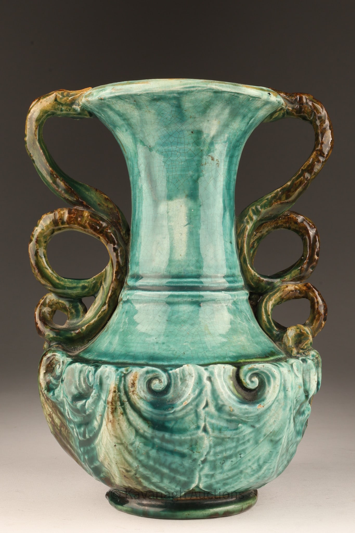 19th C. Manuel Mafra Palissy Ware Majolica Vase (1 of 7)