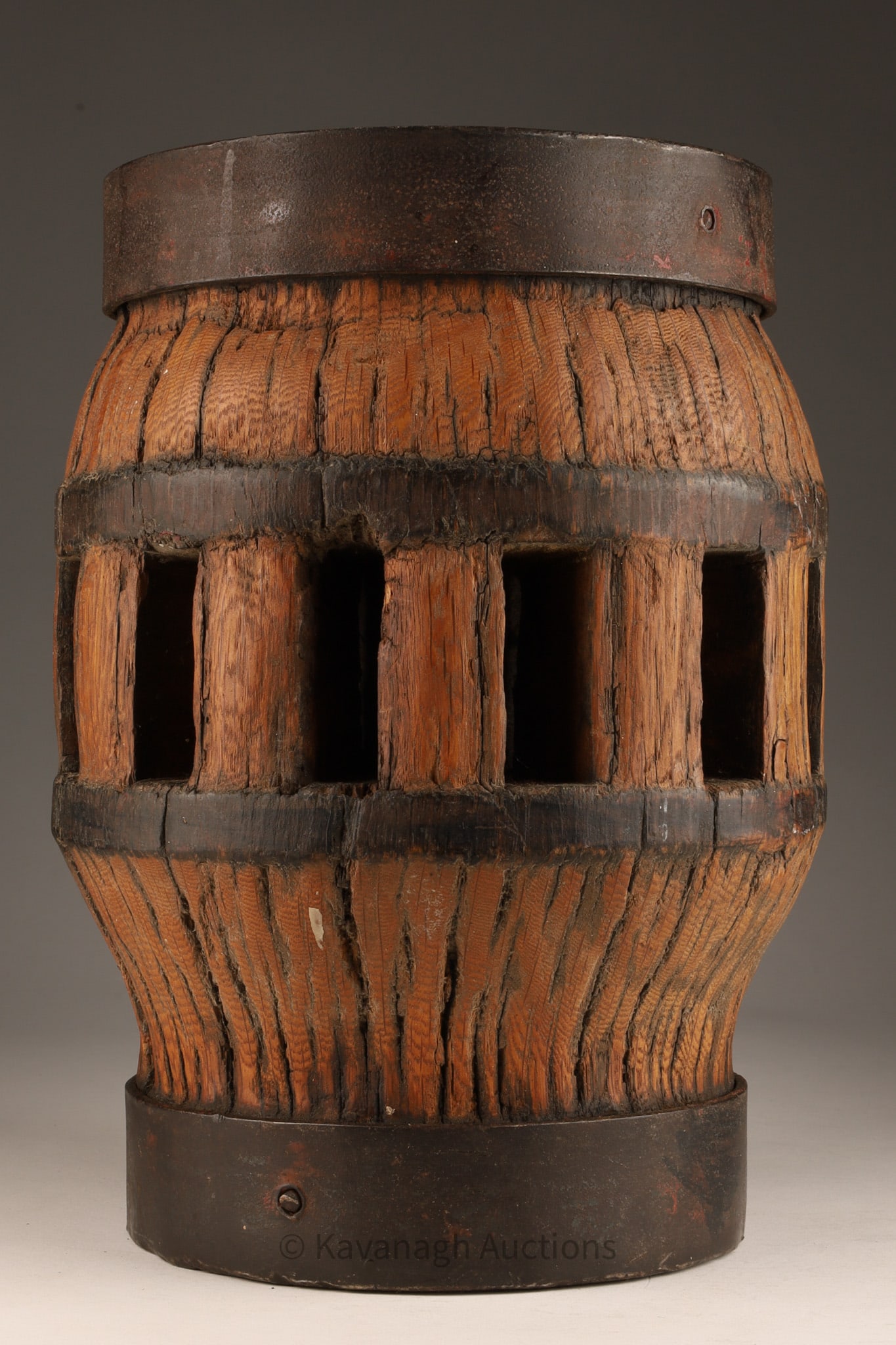 Antique Wood and Iron Wagon Wheel Hub (1 of 9)