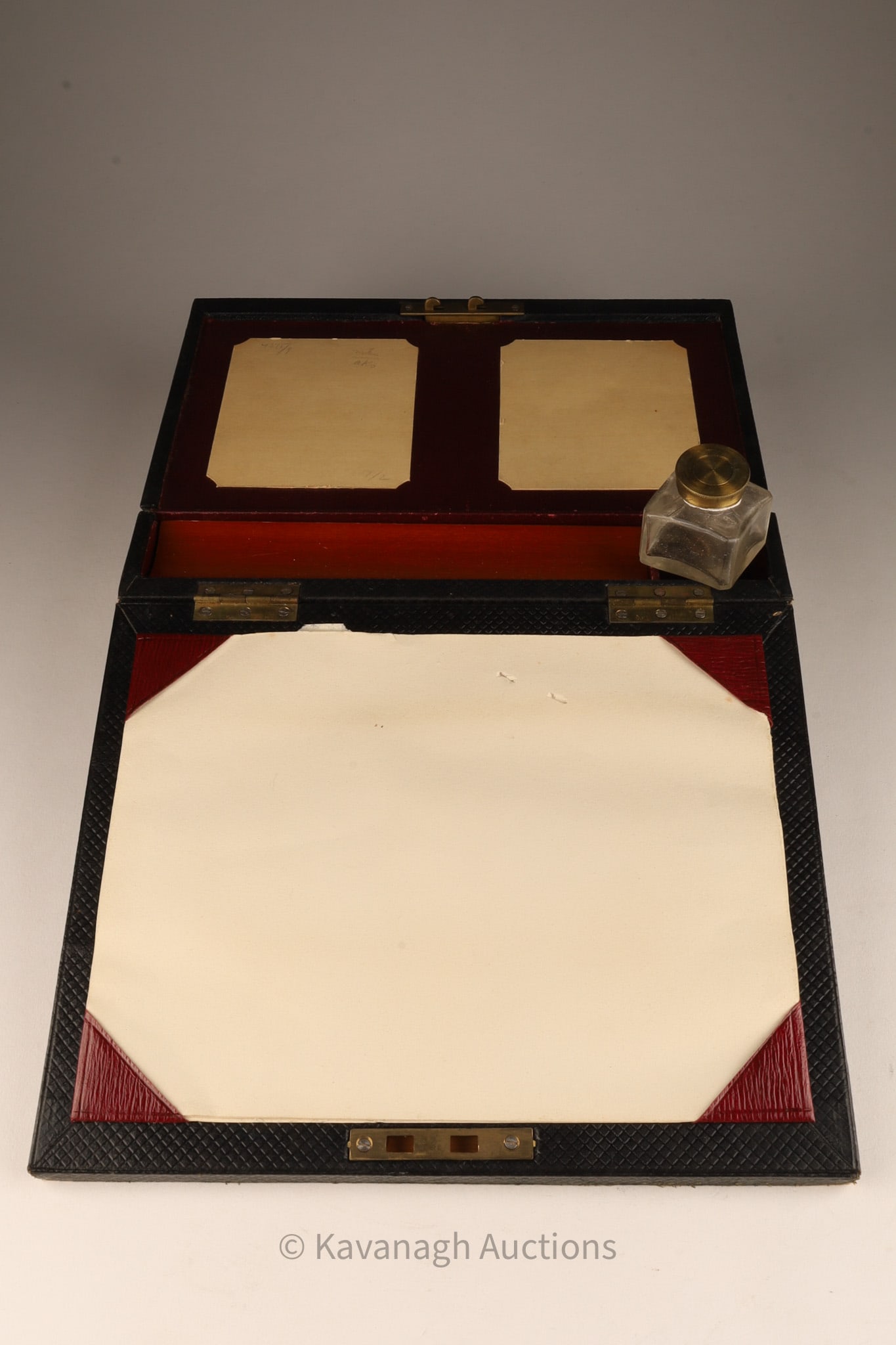 Antique Leather Bound Writing Box with Slope (1 of 4)