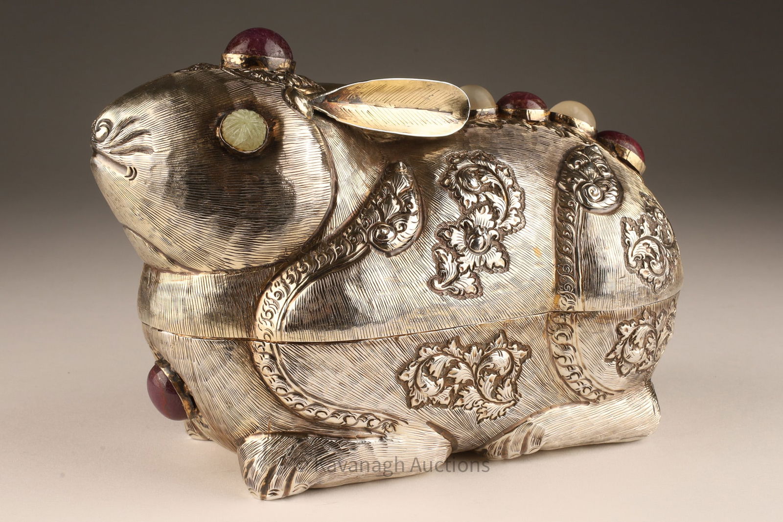 Cambodian Gilt Silver Rabbit Form Betel Nut Box (1 of 8)