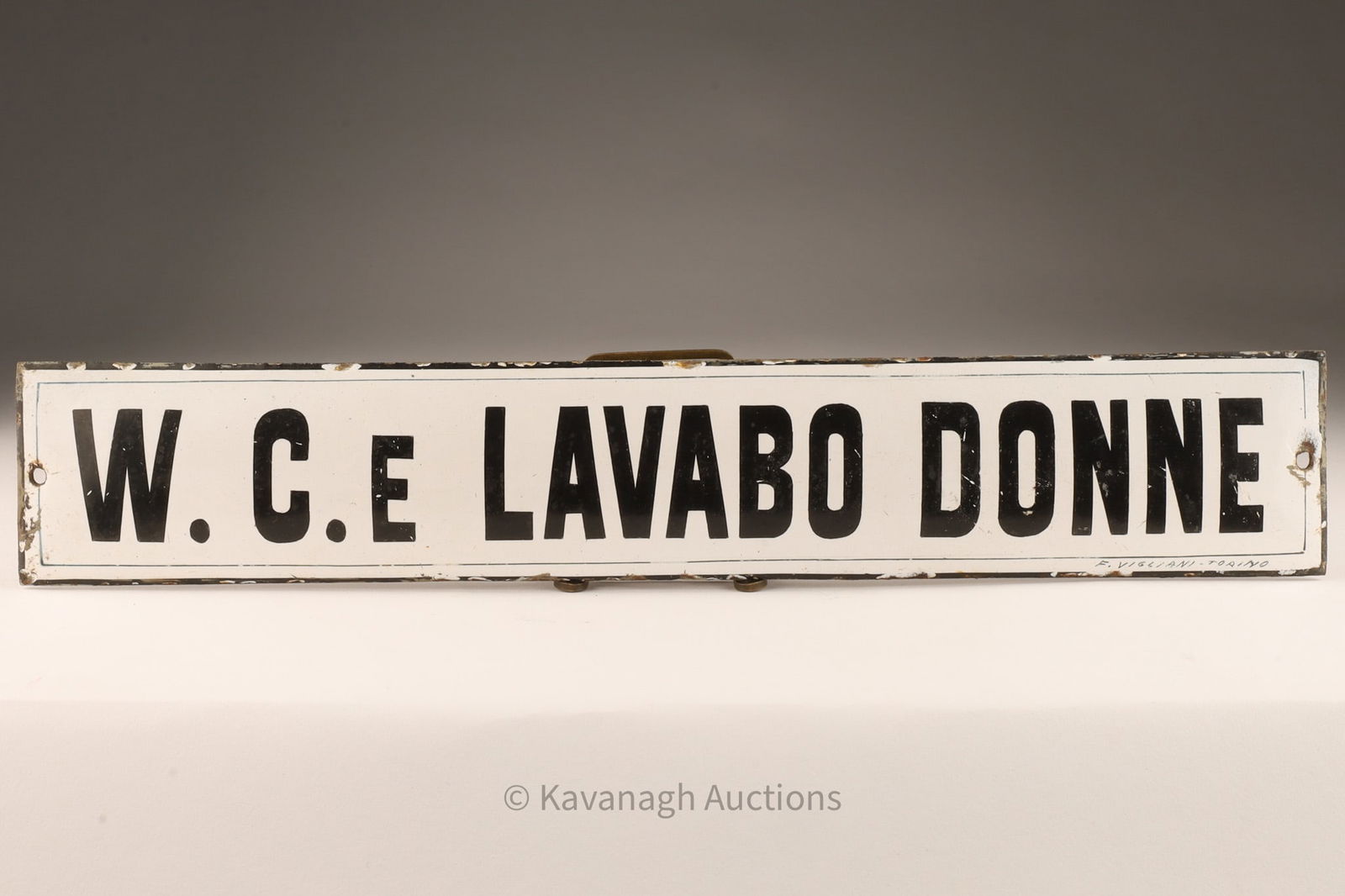 Vintage Italian Metal Enamel Bathroom Sign (1 of 6)