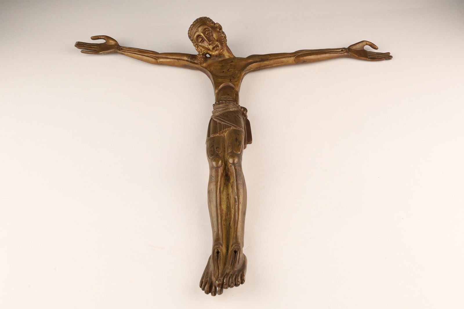 Manner Jean Lambert-Rucki Bronze Christ On Cross: Manner Jean Lambert-Rucki (France, 1888 - 1967) Bronze Christ On The Cross. 16 inches H x 17 W.