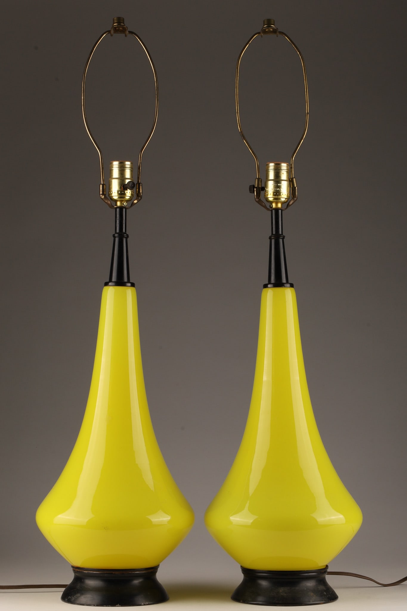 Pair MCM Czech Glass Neon Yellow Lamps (1 of 6)