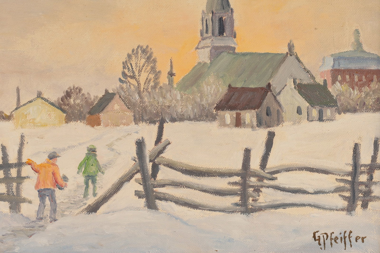 Gordon Pfeiffer Church Winter Landscape Painting (1 of 5)