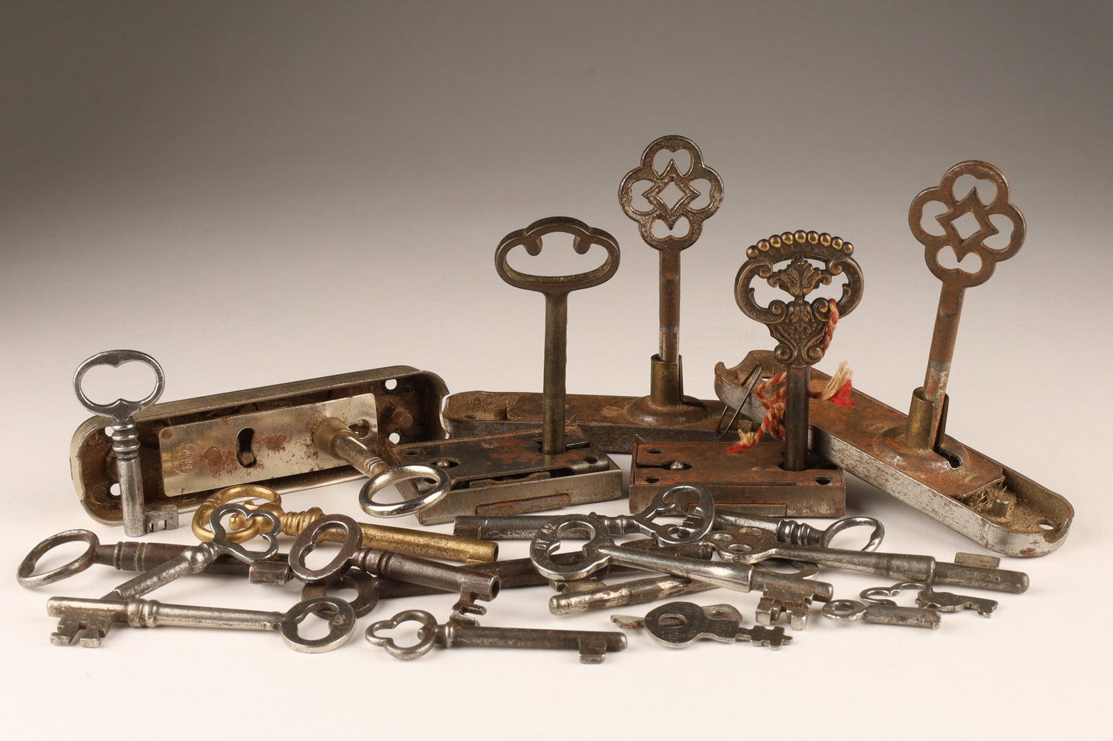 Lot of Antique Skeleton Keys and Locks (1 of 4)