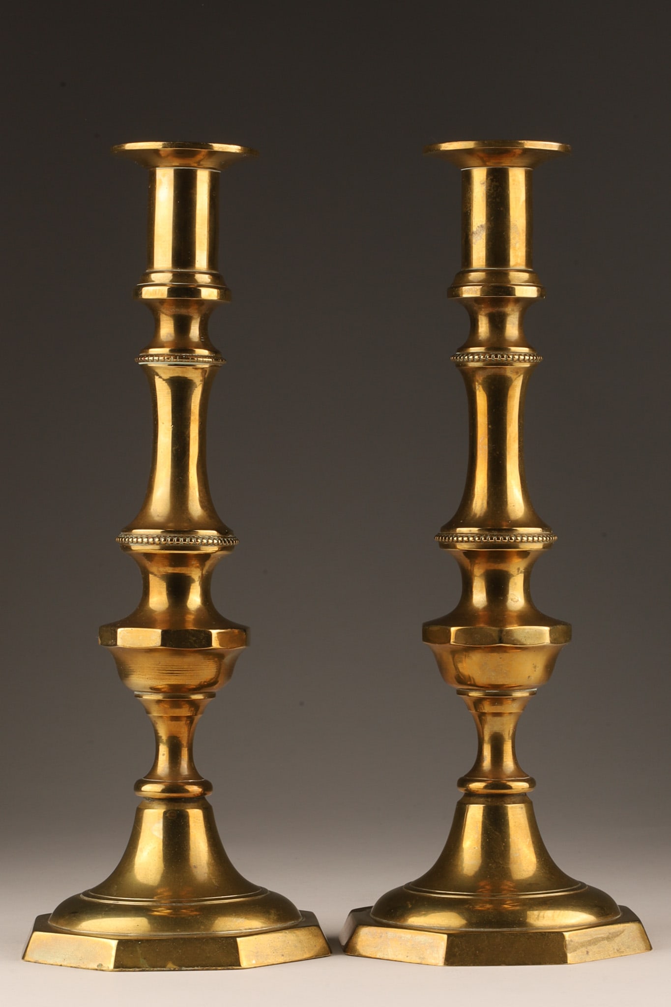 Antique Brass Candlesticks Pushup Candleholders (1 of 4)