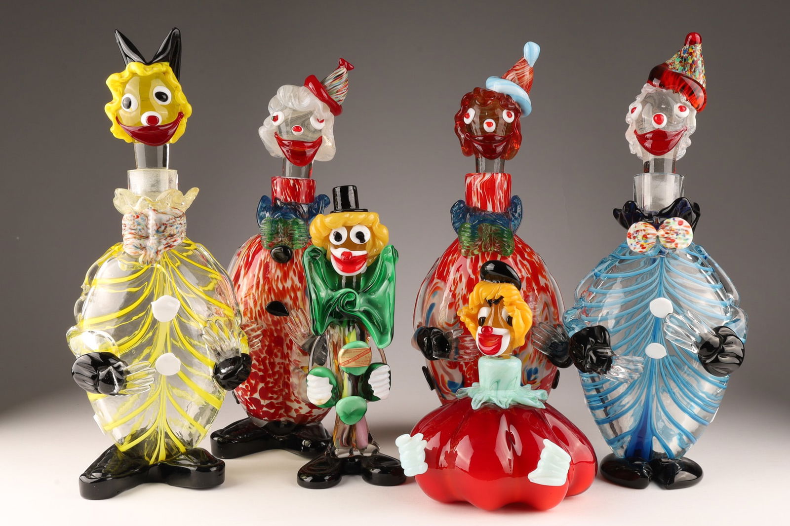 6 Vintage Murano Blown Glass Clowns Decanters (1 of 10)