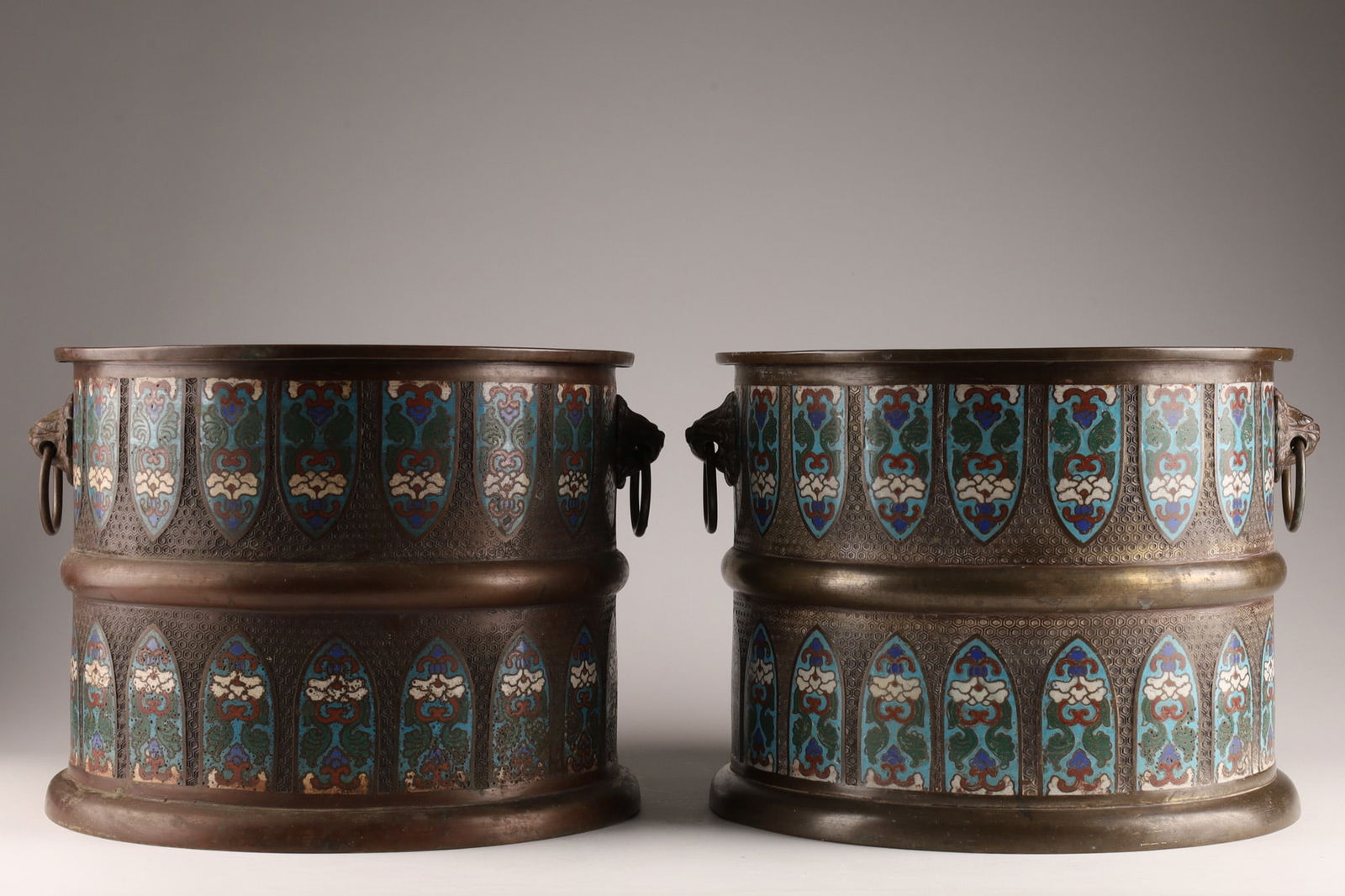 Pair Large Antique Japanese Champleve Jardinieres (1 of 14)