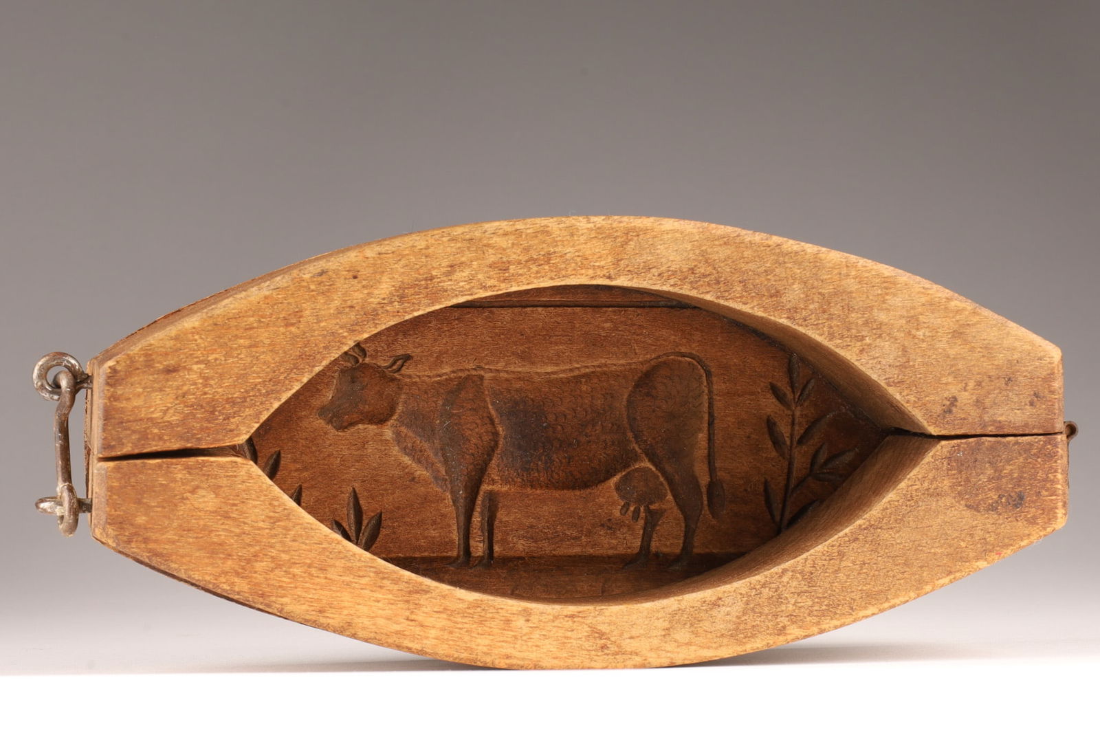 Antique 19th C. Wood Carved Cow Butter Mold (1 of 5)