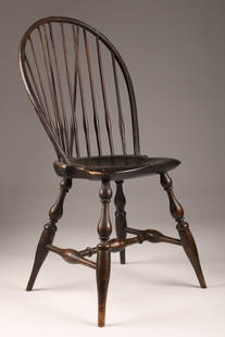 Wallace Nutting Black Brace Back Windsor Chair: Wallace Nutting Black Brace Back Windsor Chair. 37 inches H x 19 W x 18 deep.