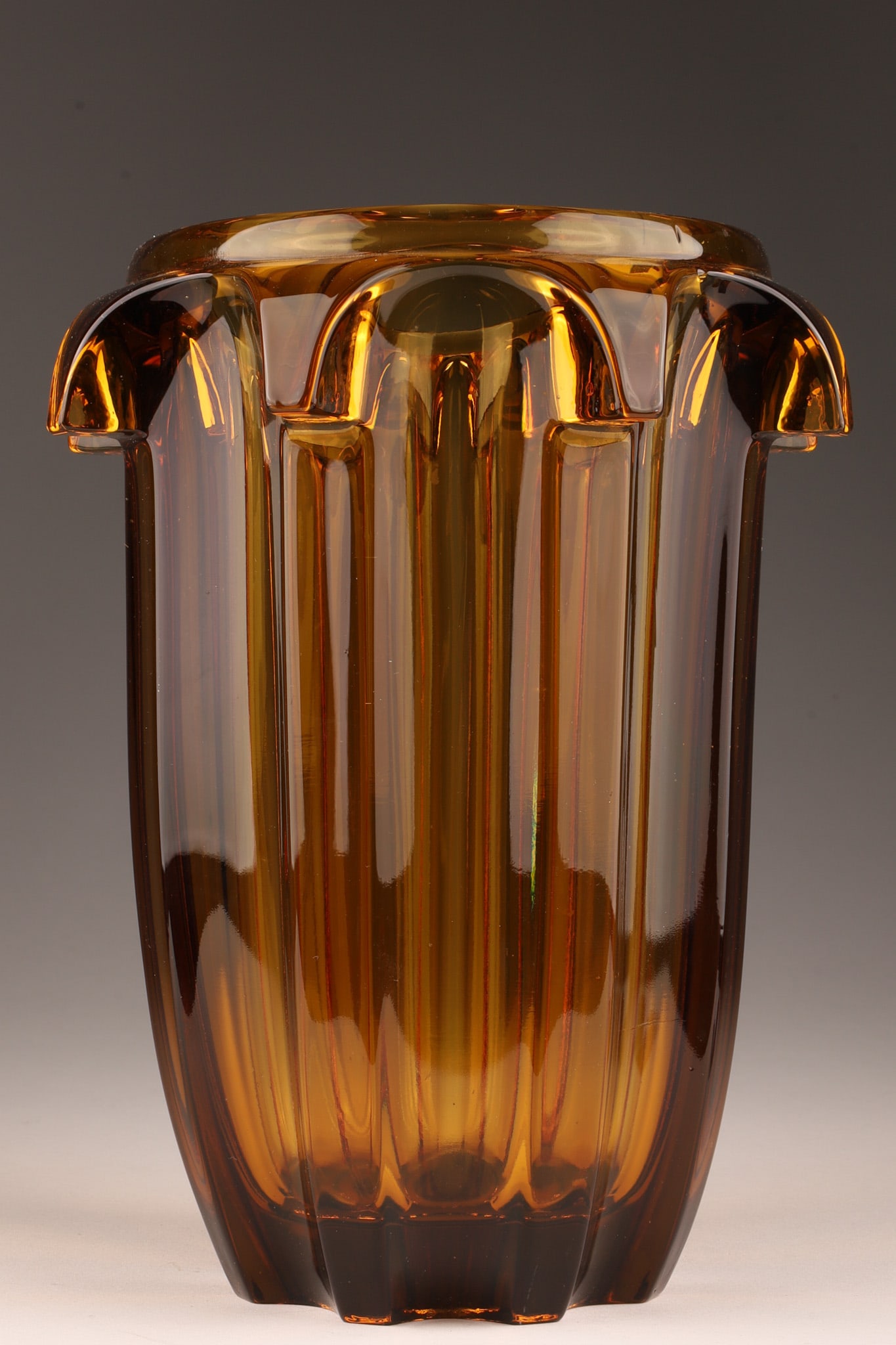 Early 1900s Moser Amber Glass Art Deco Vase (1 of 3)