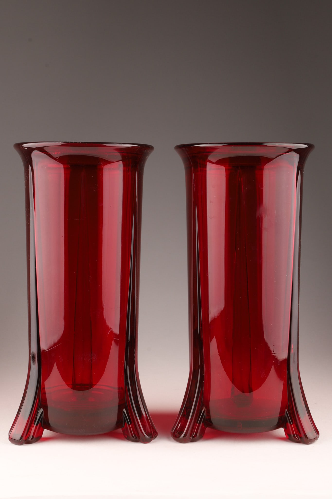 Pair Art Deco Ruby Red Devotional Sanctuary Lamps (1 of 7)