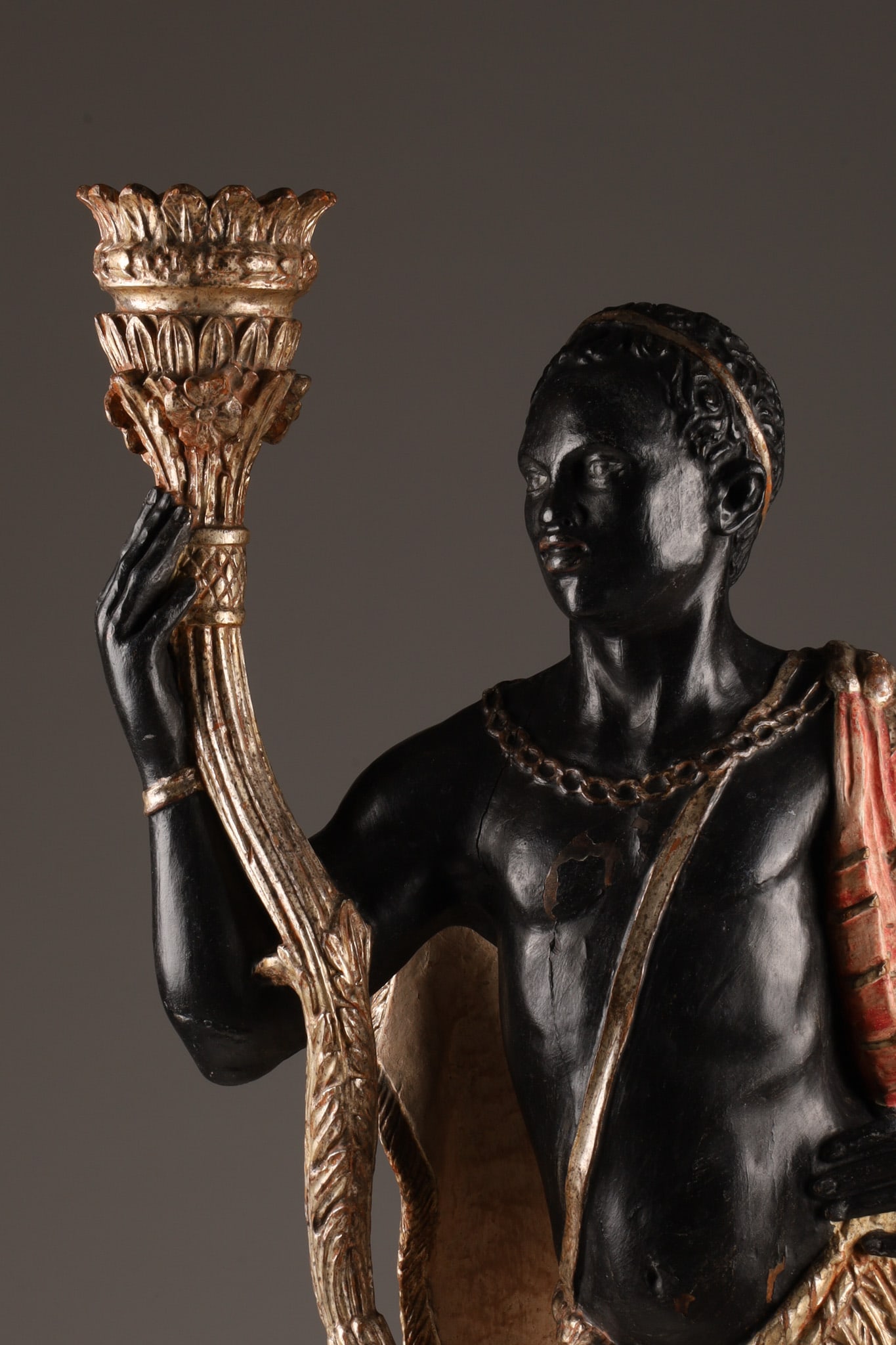 19th C Carved Polychrome Blackamoor Statue (1 of 15)