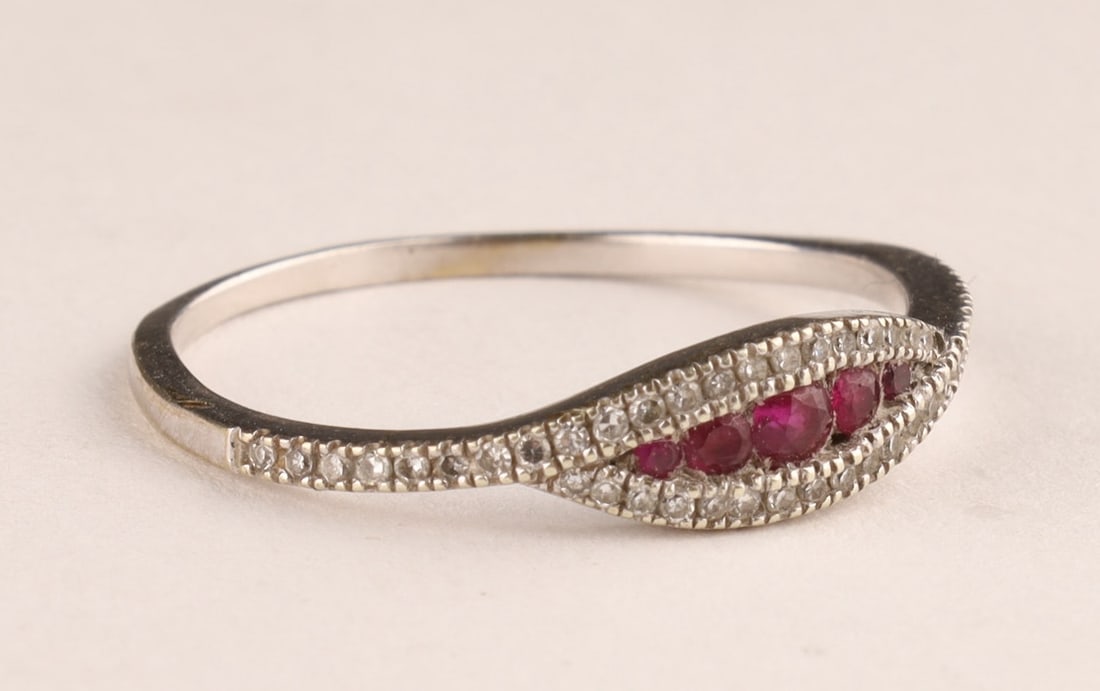 10K White Gold, Diamond and Ruby Ring (1 of 7)