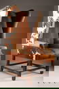 Georgian Style Wingback Chair Cowhide Upholstery