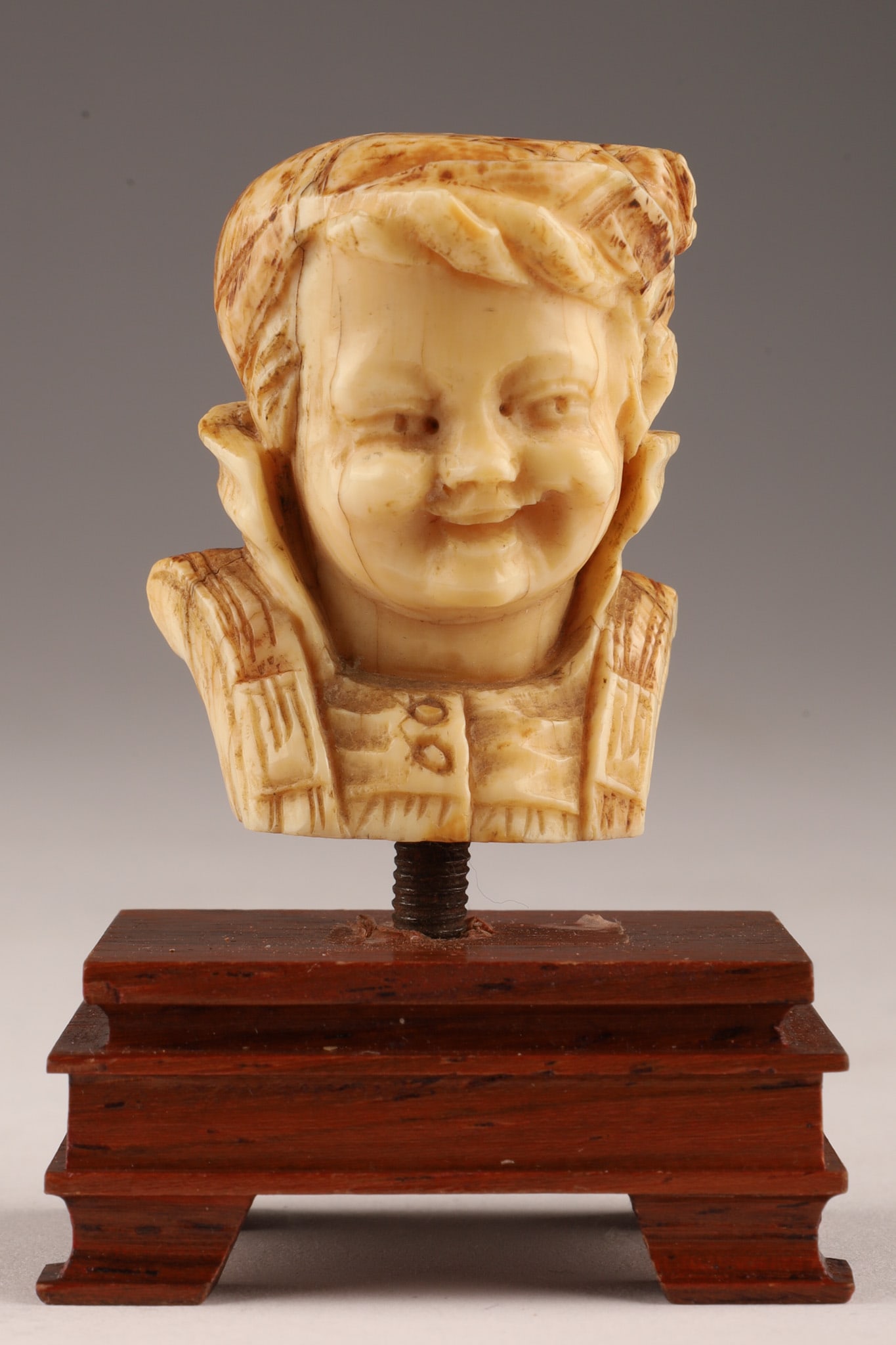 Antique Carved Miniature Bust of a Laughing Child (1 of 5)