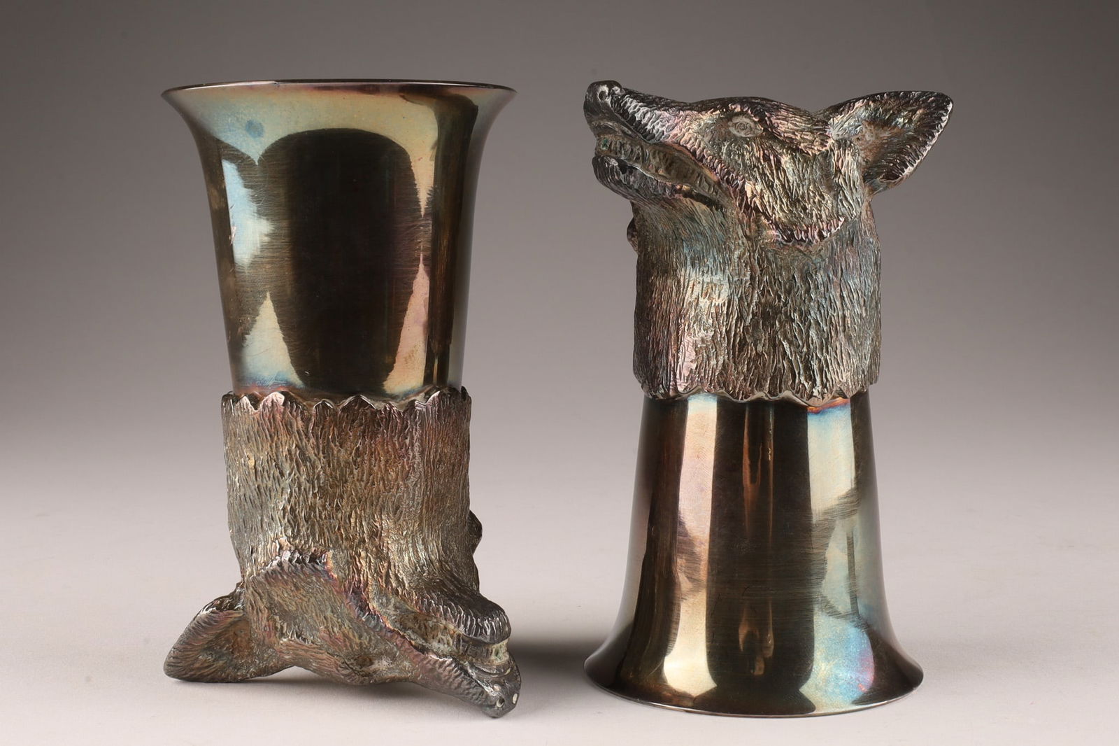 Pair Silver Plated Stirrup Fox Head Cups (1 of 5)
